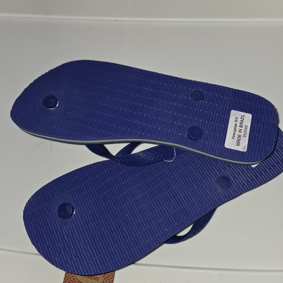 Havaianas marine blue Flip Flops with Brazilian Flag 9/10 men 11/12 women - Picture 5 of 7